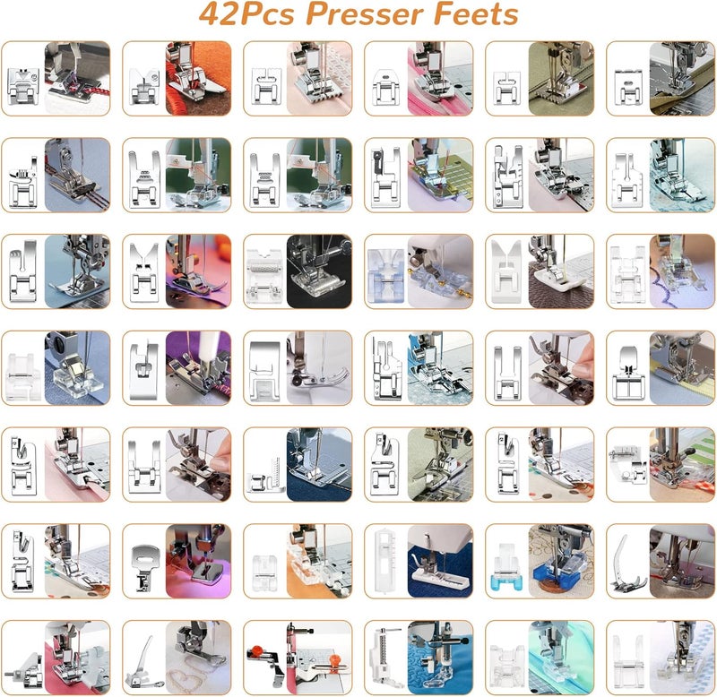 XBA Presser Foot Set 42Pcs, Sewing Machine Presser Feet Kit Accessories with Manual for Brother, Babylock, Singer, Elna, Toyota, New Home, Simplicity, Necchi, Kenmore Low Shank Machines - Image 5